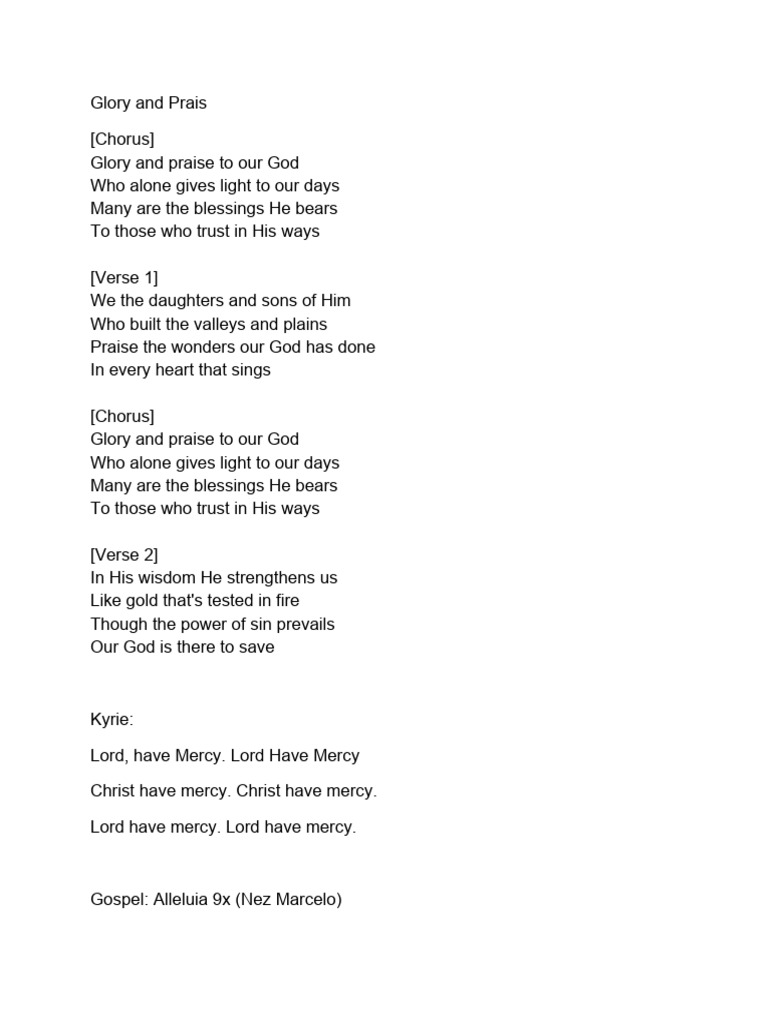 Mass Songs For Epiphany