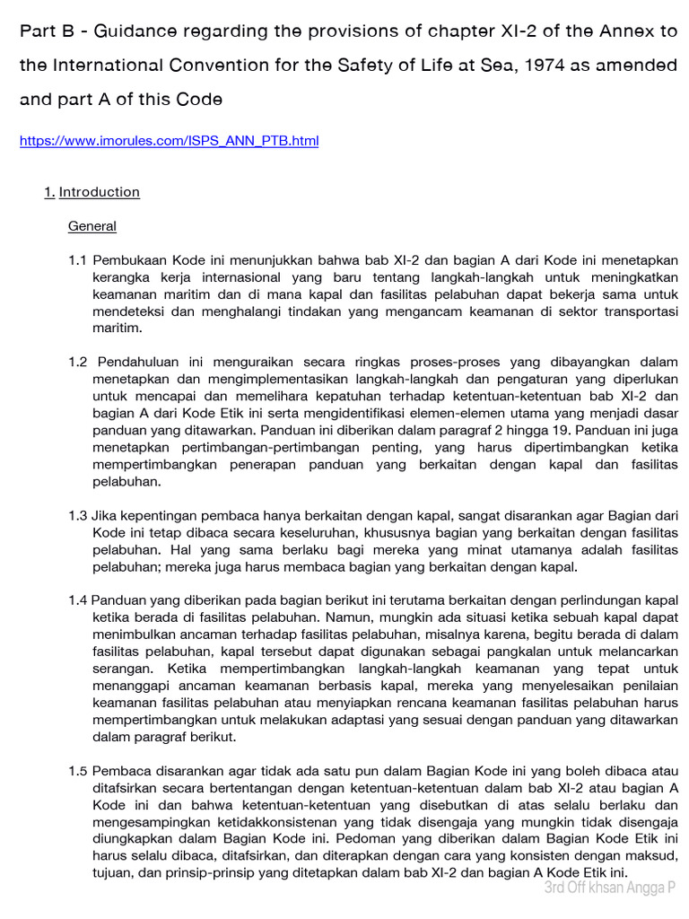 ISPS Code Part B Bhs Indonesia | PDF