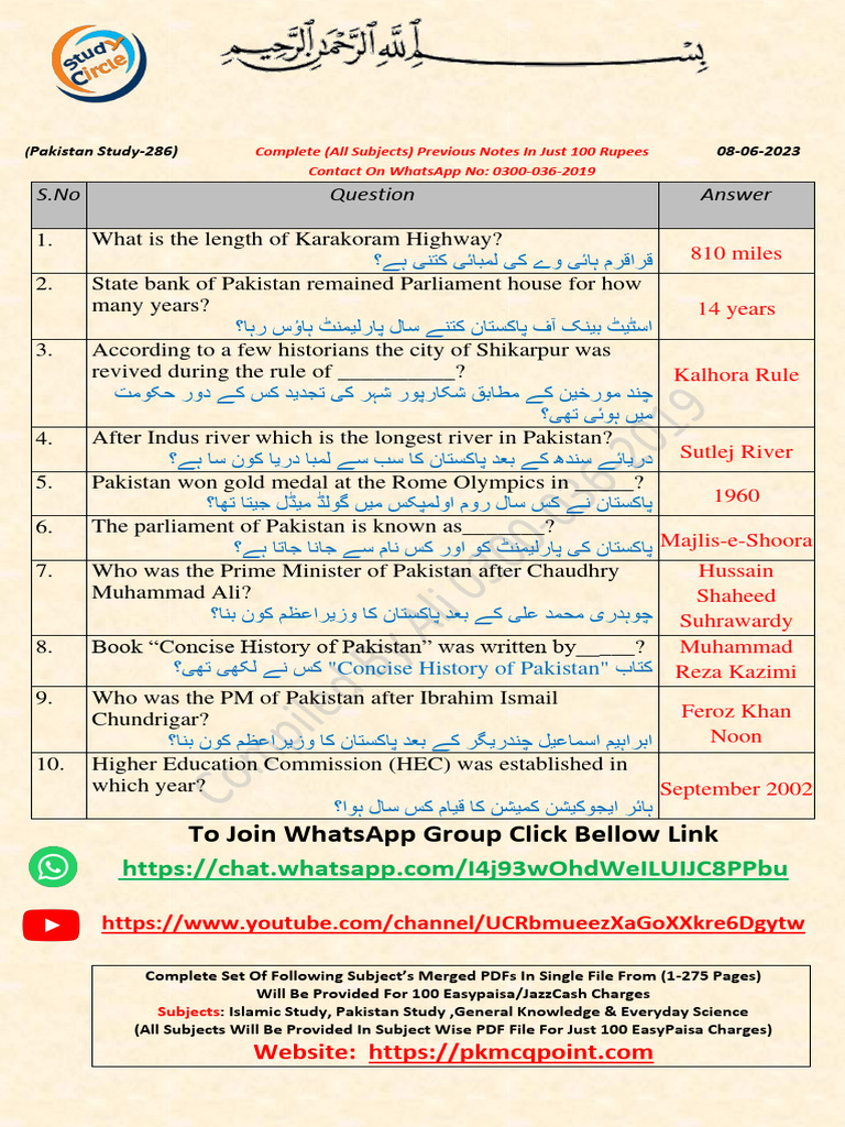 Pakistan Study Notes for Students | PDF | Pakistan | Government
