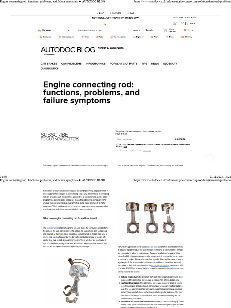 Engine connecting rod functions, problems, and failure symptoms AUTODOC