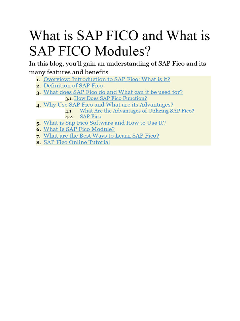 What Is SAP FICO and What Is SAP FICO Modules | PDF