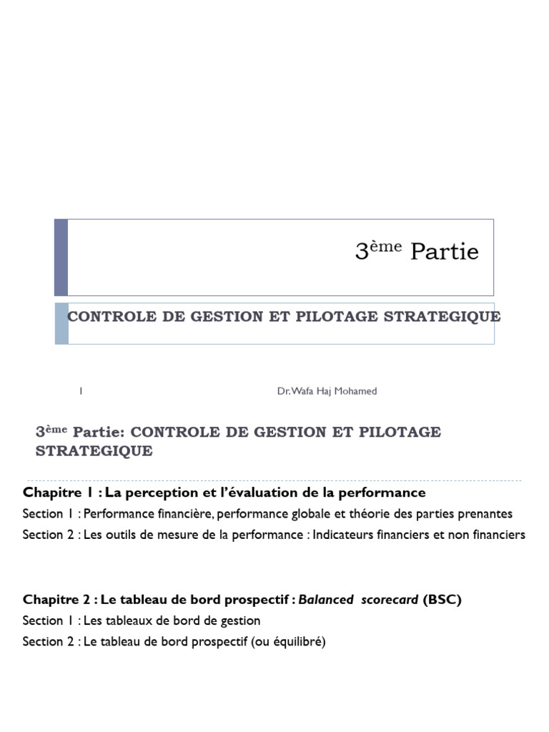 Contrôle de gestion et performance globale | PDF