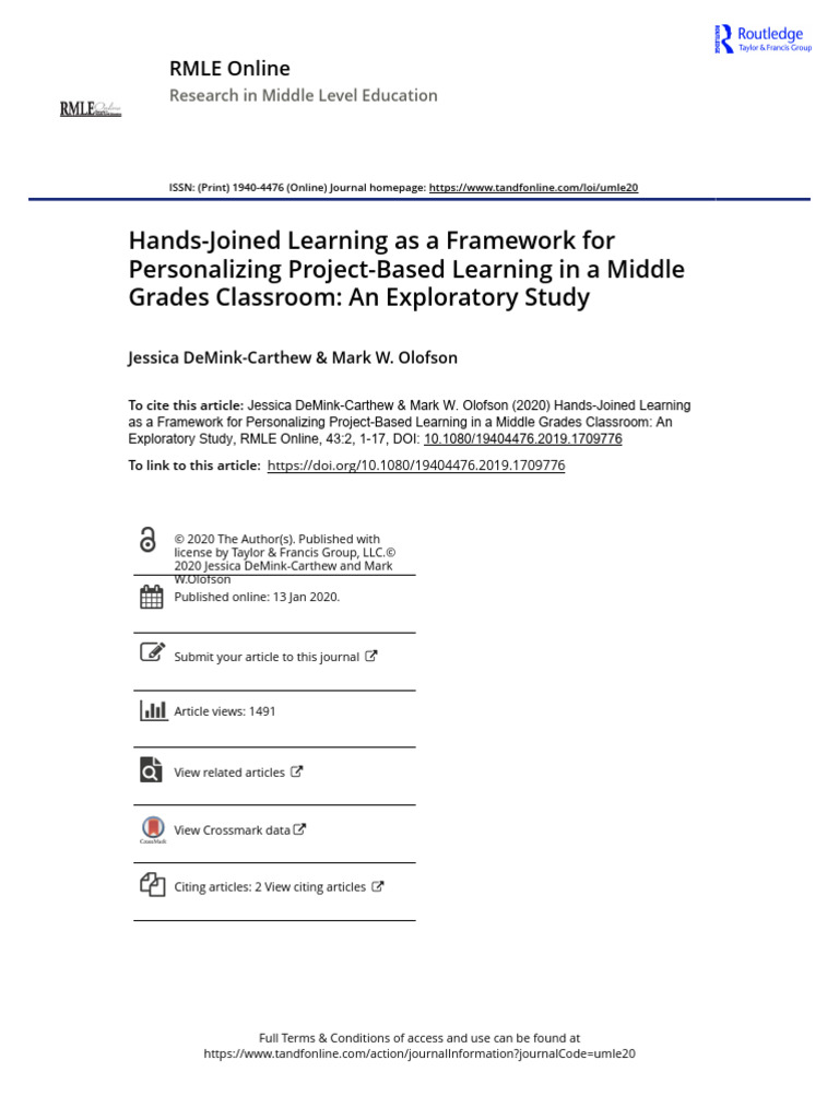 Hands Joined Learning As A Framework For Personalizing Project Based ...