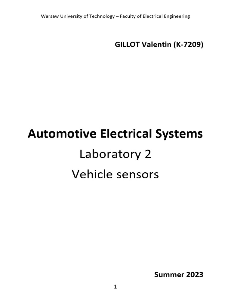 Automotive Electrical Systems Lab Report | PDF | Sensor | Voltage
