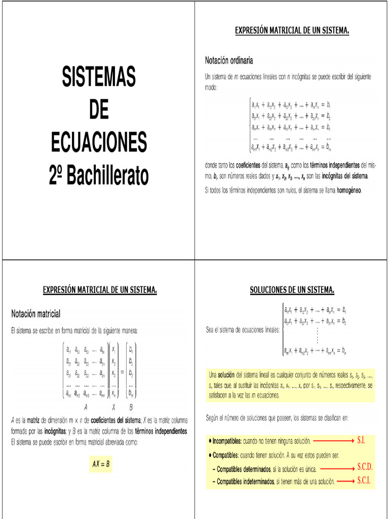 2bto - Tema 03 - Sistemas de Ecuaciones | PDF