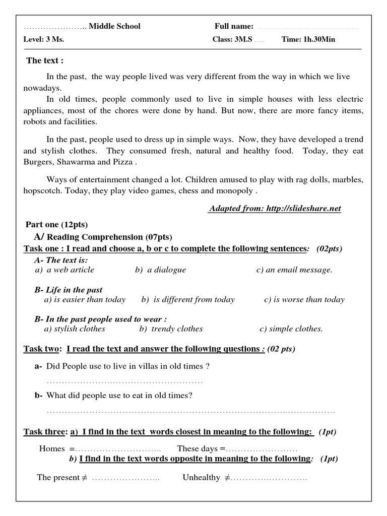 English Review for 3MS First Term Test | PDF | Cognitive Science ...