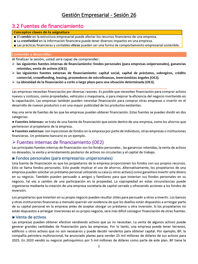 Fuentes de Financiamiento Empresarial | PDF | Negocios | Finanzas y dinero