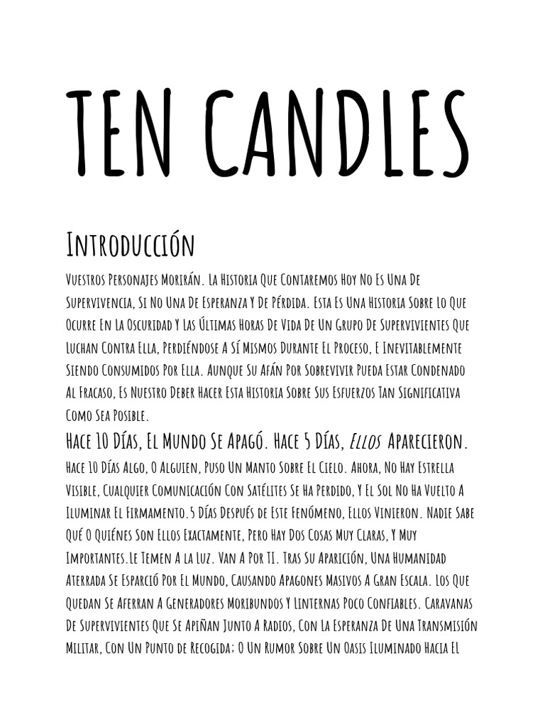 Ten Candles Normas Español PDF