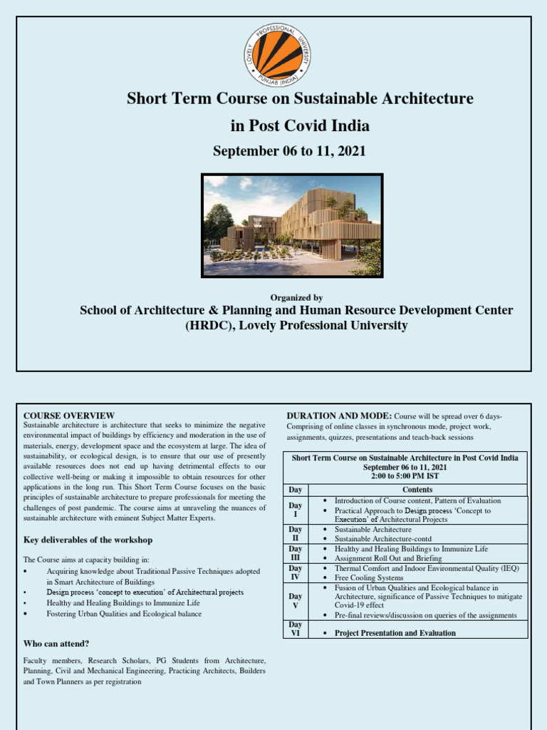 Sustainable Architecture Course 2021 | PDF | Sustainable Architecture ...