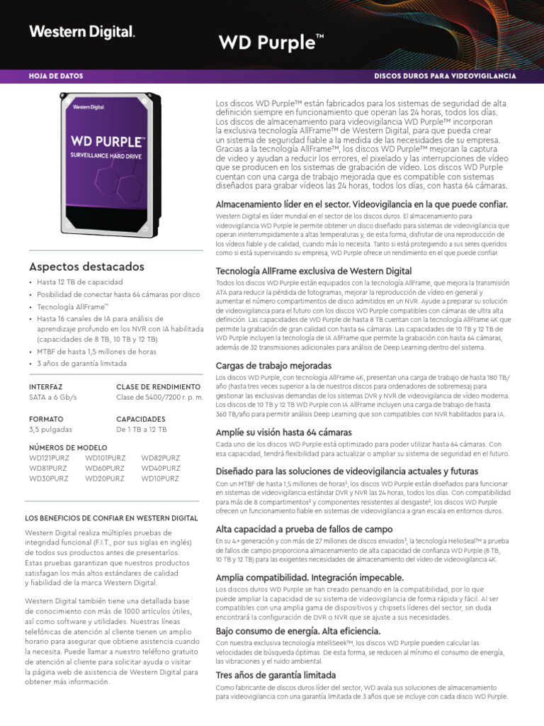 WD20PURZ | PDF | Disco duro | Arquitectura de Computadores