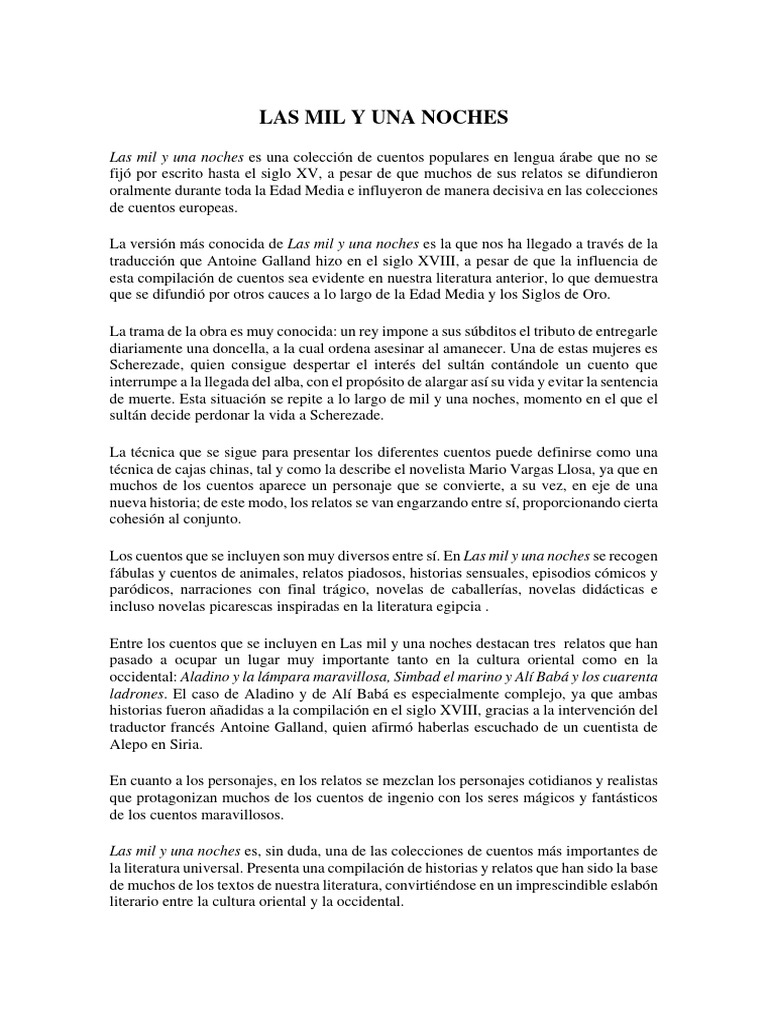 Las Mil y Una Noches | PDF | Mil y una noches | Cuentos