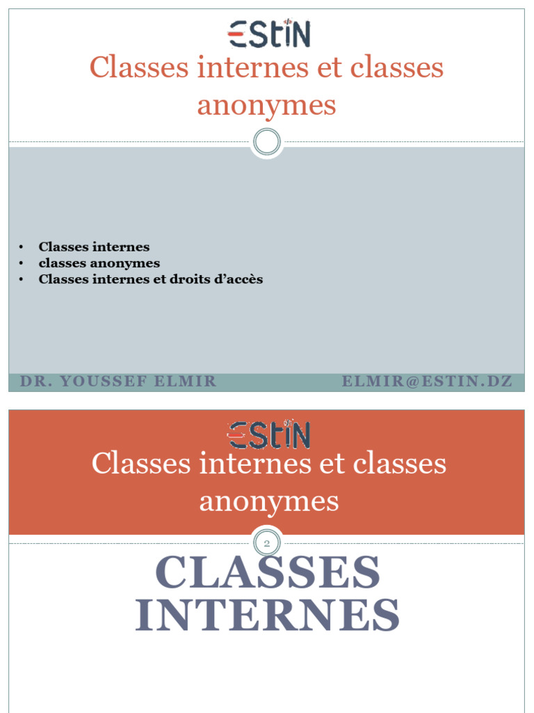 Classes Internes et Anonymes en Java | PDF | Interface (Informatique ...