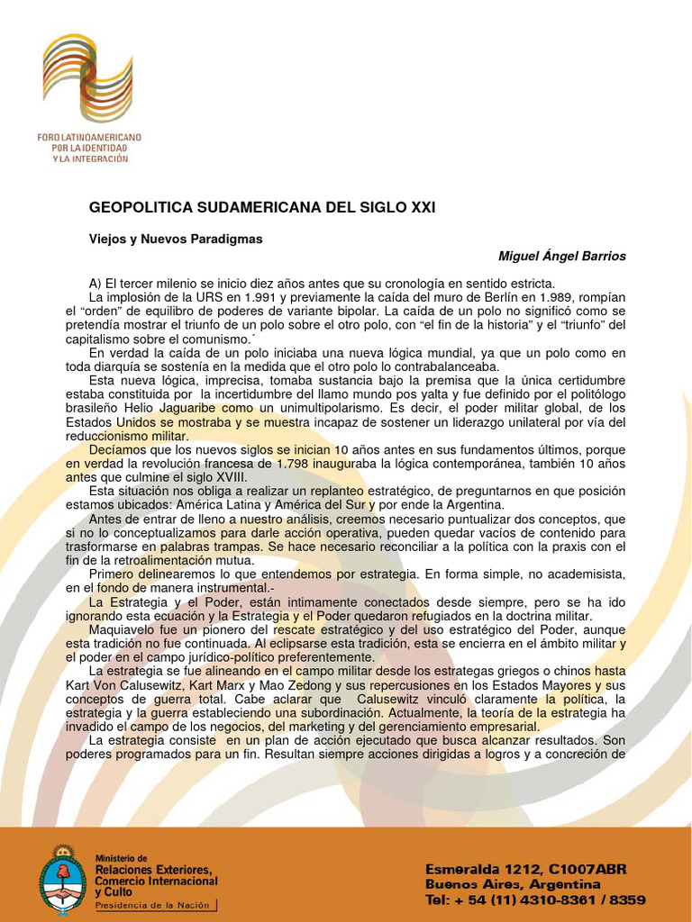 Geopolítica Sudamericana en el Siglo XXI | PDF | America latina ...
