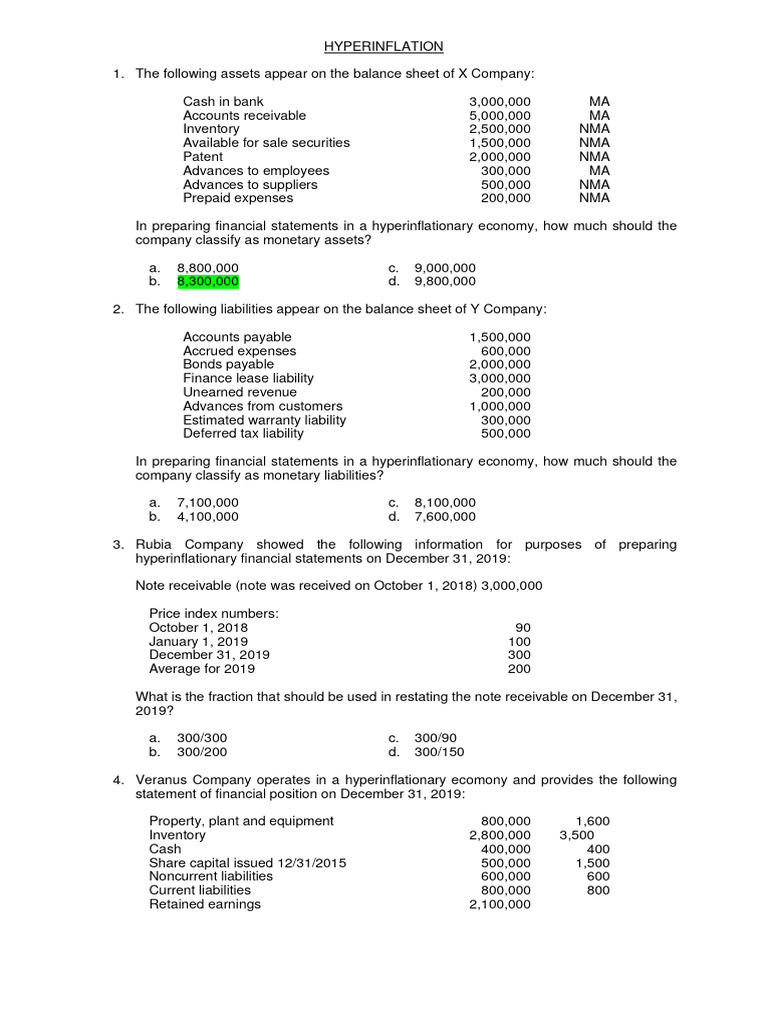 Hyperinflation Financial Statement Analysis | PDF