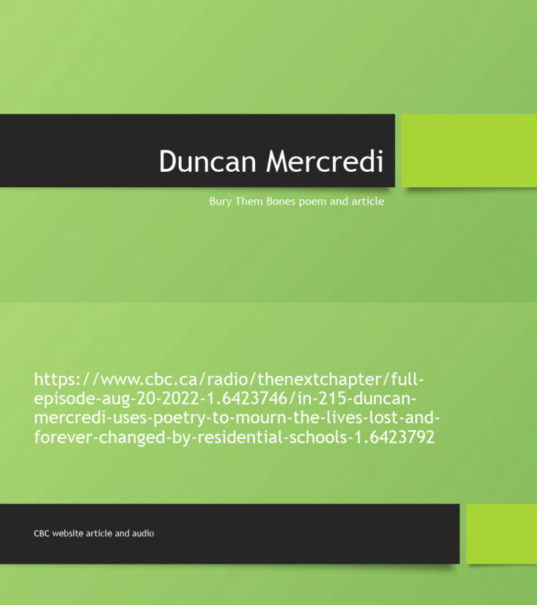 Bury Them Bones Poem and CBC Article PDF