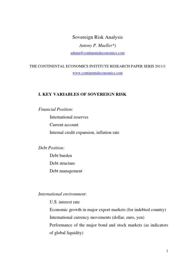 Sovereign Risk Analysis Framework | PDF | Fiscal Policy | Economic Policy