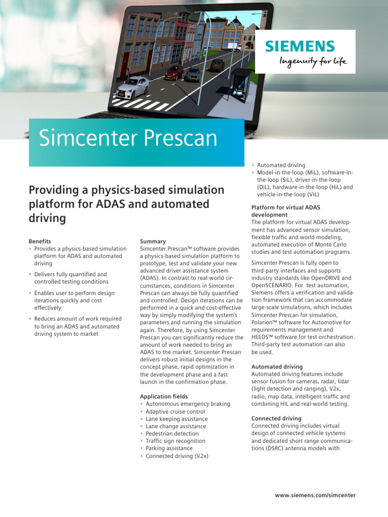 Siemens PLM Simcenter PreScan fs_tcm27-70172 | PDF