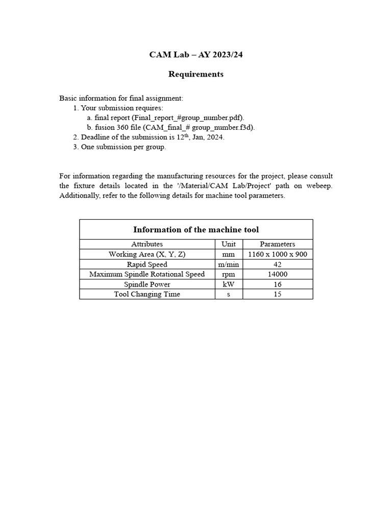 CAM Project Final Report Instructions | PDF