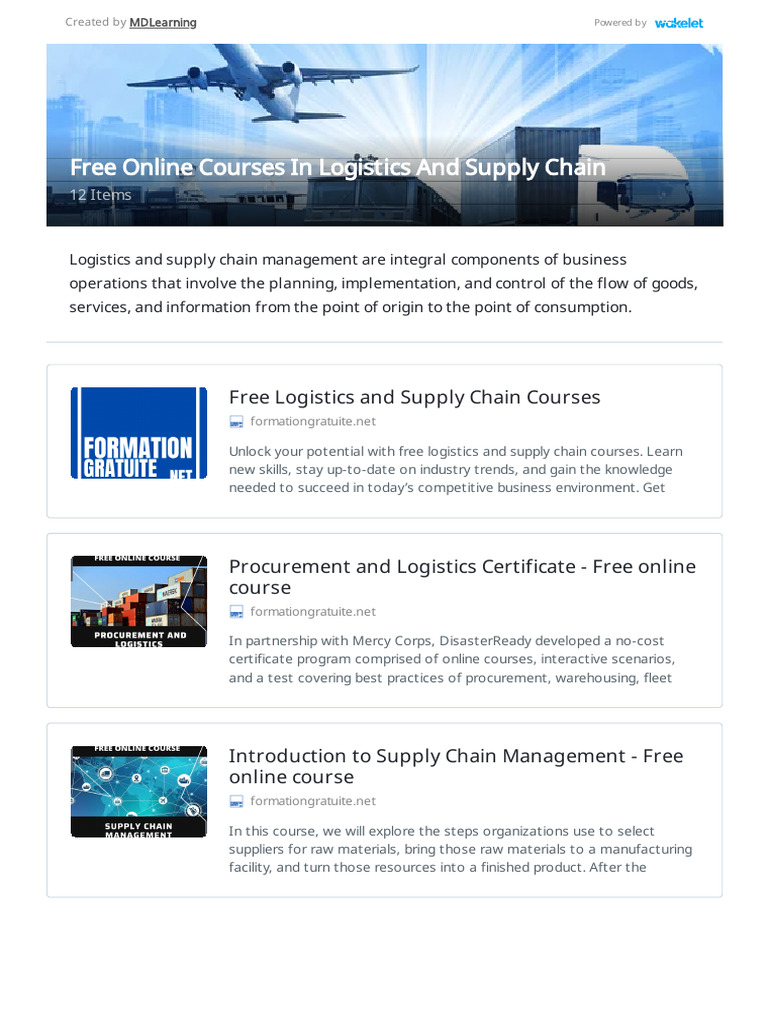 Free Online Courses in Logistics and Supply Chain | PDF | Logistics ...