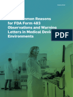 Most Common Reasons For Fda Form 483 Observations and Warning Letters in Medical Device Environments