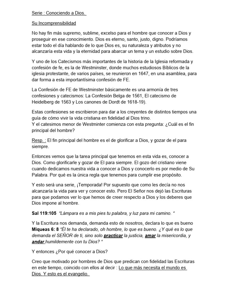 Conociendo a Dios: Su Incomprensibilidad | PDF | Dios | Vida eterna ...