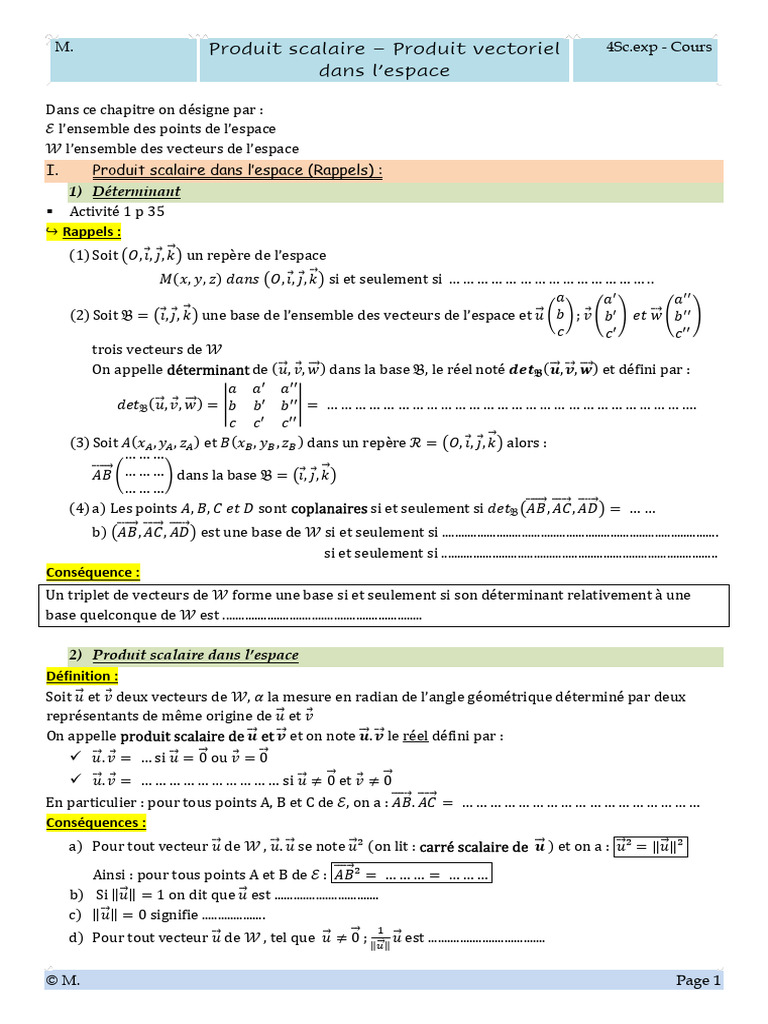 Propriétés du produit vectoriel | PDF | Scalaire (mathématiques ...