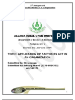 Application of Factories Act in an Organization