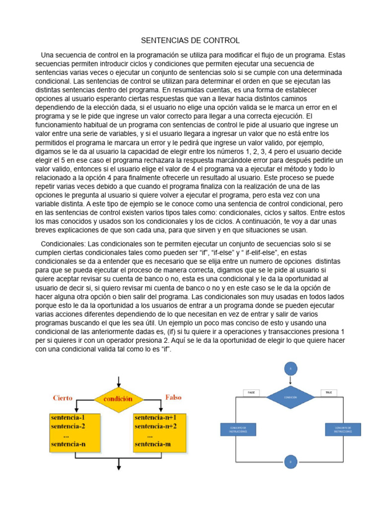 Tipos y Ejemplos de Sentencias de Control | PDF | Programa de ...