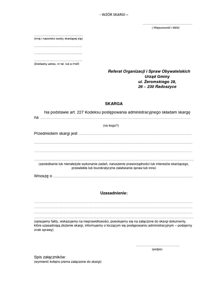 Wzor Skargi | PDF
