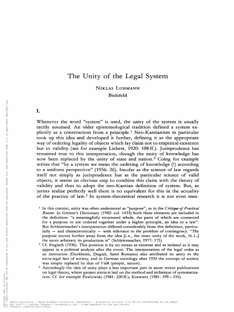 The Unity of The Legal System | PDF | Theory | System
