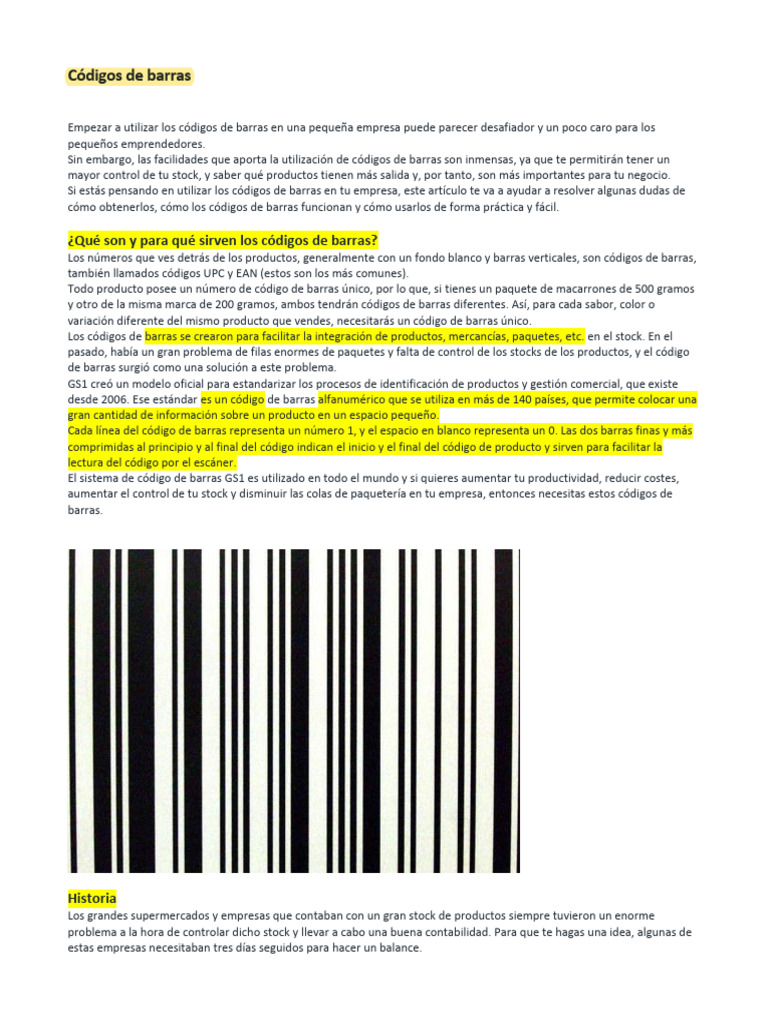 Códigos de Barras | PDF | Código Universal de Producto | Inventario
