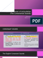 Place and Manner of Articulation Consonants