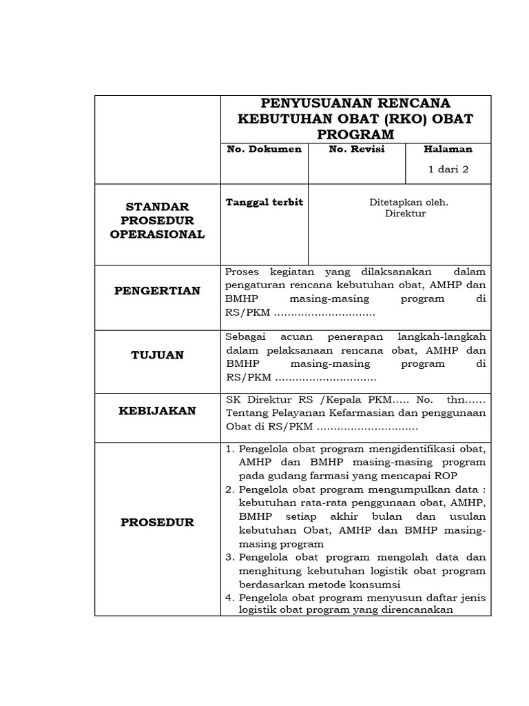 Penyusunan Rencana Kebutuhan Obat | PDF