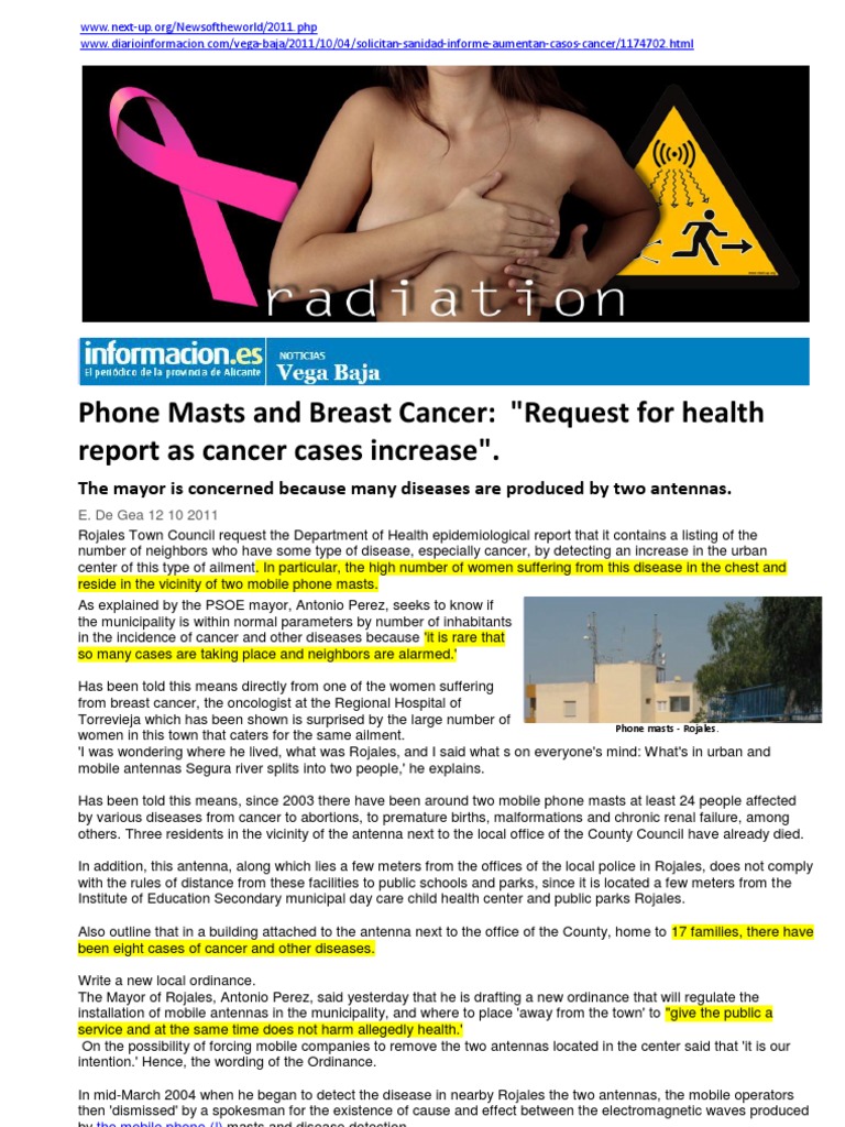 Phone Masts and Breast Cancer Request For Health Report As Cancer Cases