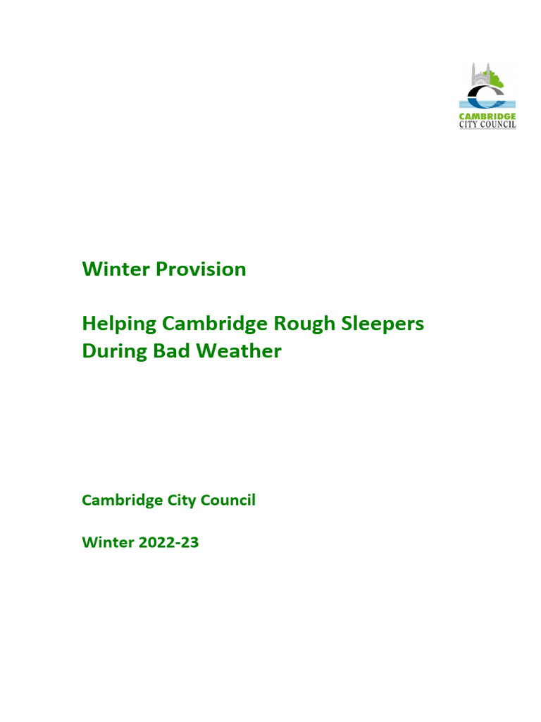 Cambridge Winter Provision for Rough Sleepers | PDF | Homelessness ...