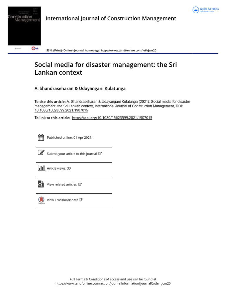 Social Media in Sri Lankan Disaster Management | PDF | Social Media ...