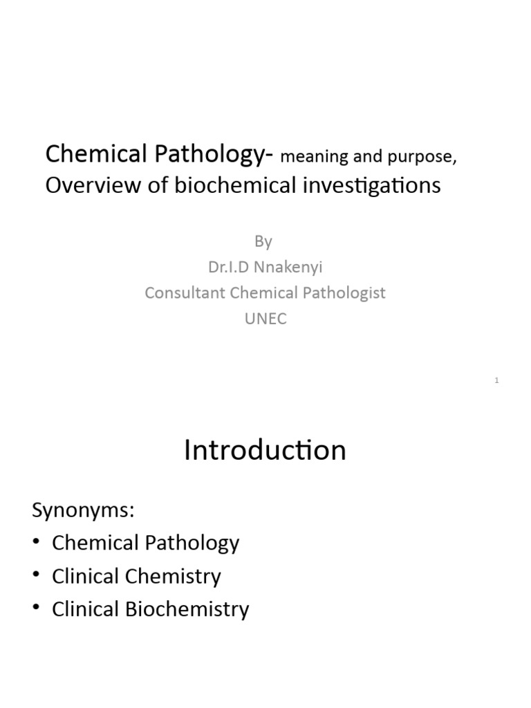 Overview of Chemical Pathology | PDF