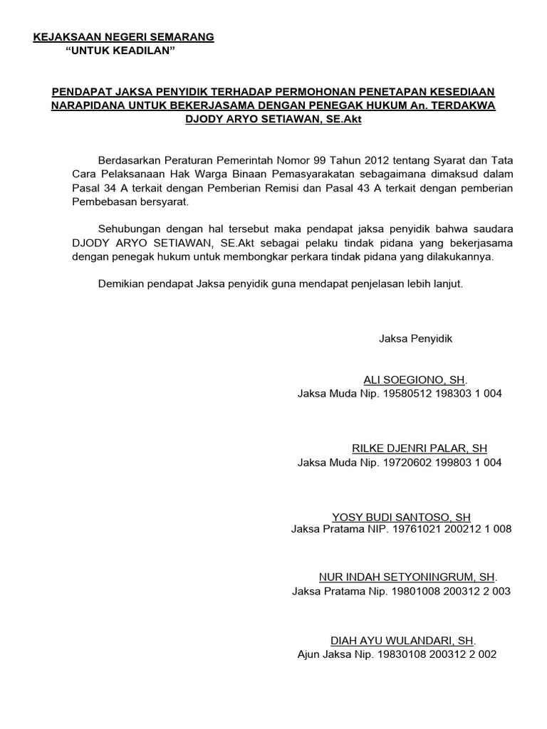 Pendapat Jaksa Penyidik PDF