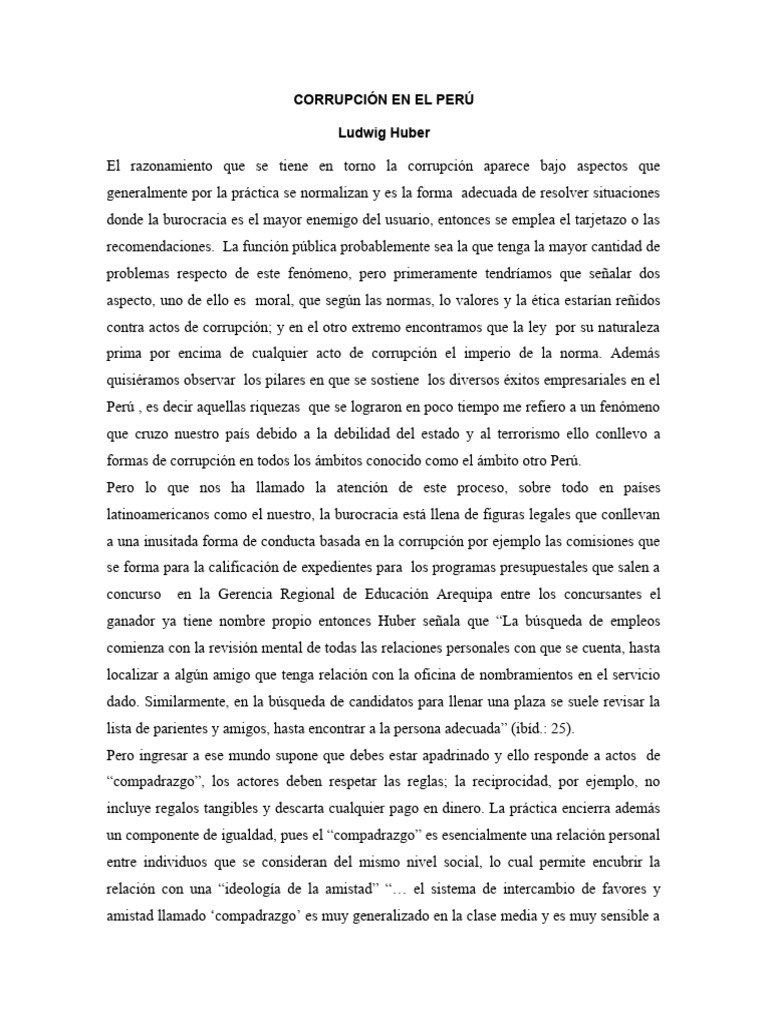 Corrupción y Compadrazgo en Perú | PDF | Corrupción política | Perú