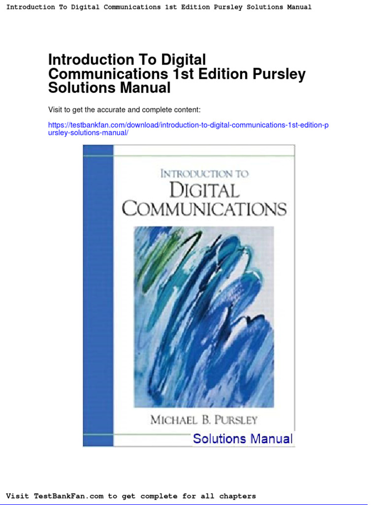 Full Download Introduction To Digital Communications 1st Edition Pursley Solutions Manual PDF