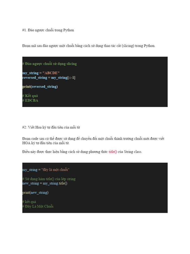20 Doan Code Can Ghi Nho Khi Lap Trinh Python | PDF