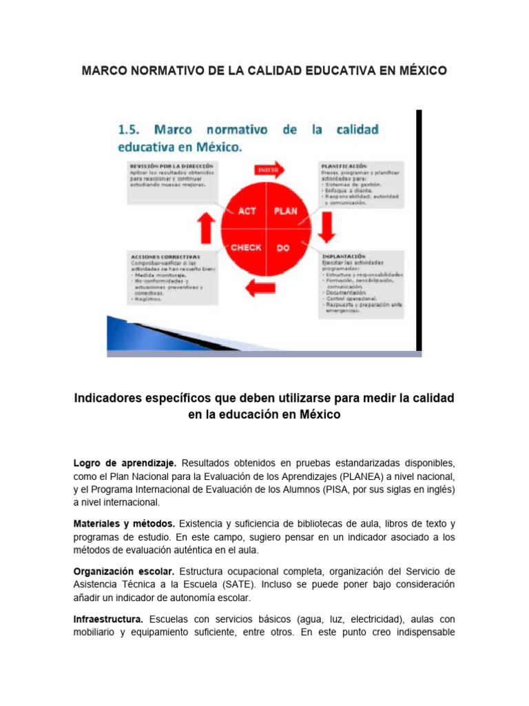 Calidad Educativa en México: Marco Normativo | PDF | Evaluación ...