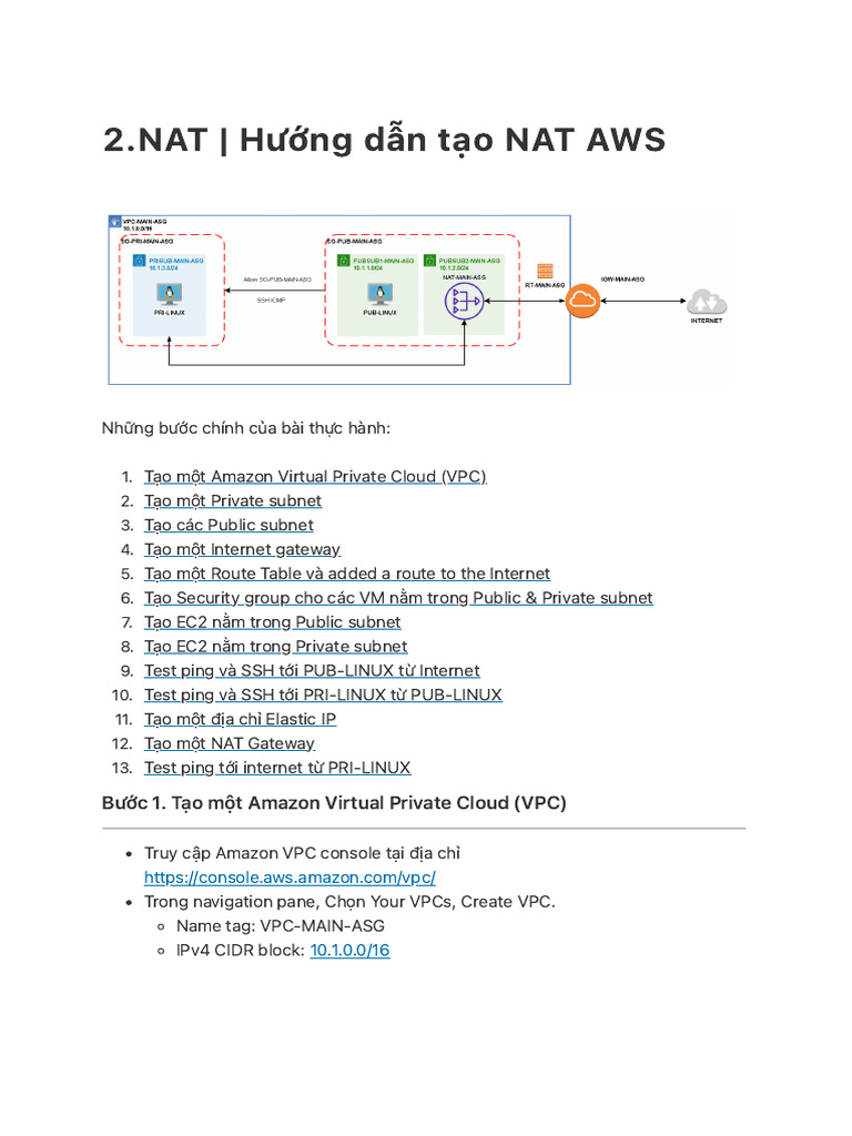 2.NAT Hướng Dẫn Tạo NAT AWS. | PDF