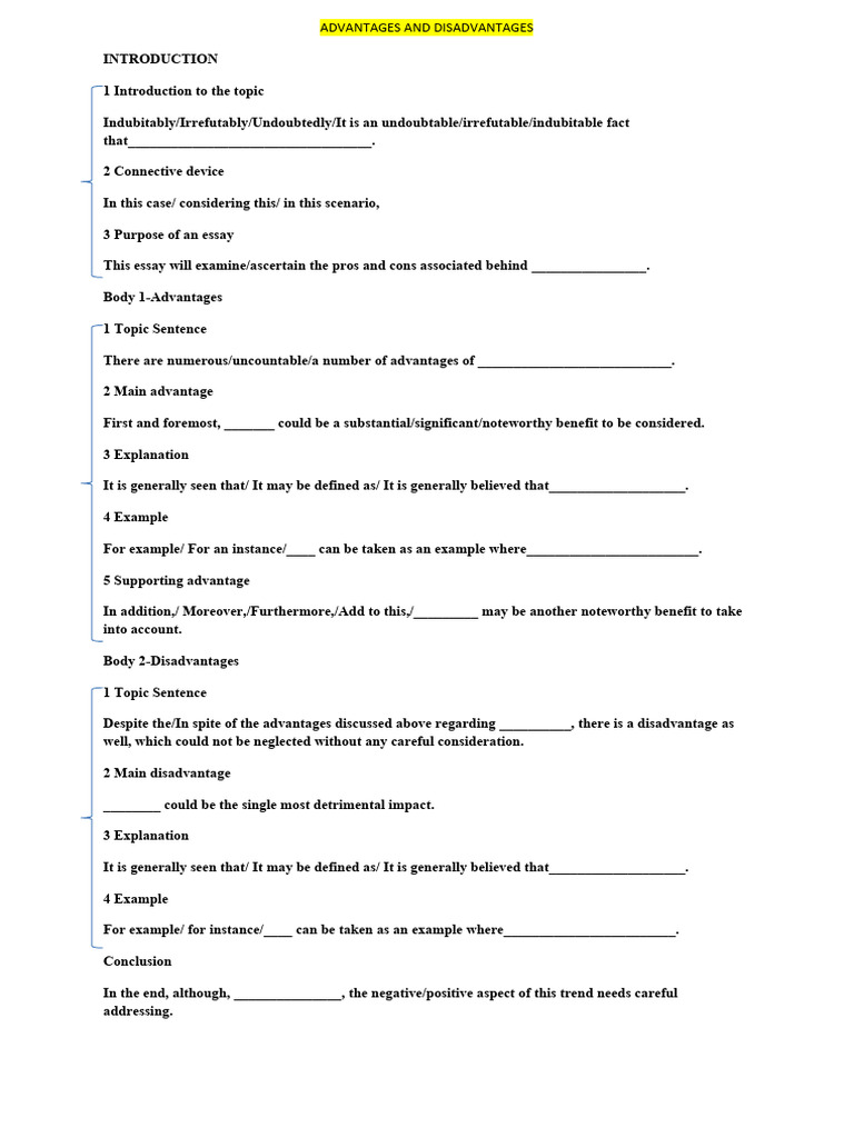 DESCRIBING ADVANTAGES AND DISADVANTAGES visual data 2