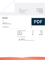Receipt: Date Delivery Tracking Number Invoice Number Customer Number