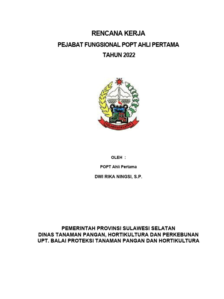 Rencana Kerja POPT Ahli Pertama 2022 | PDF