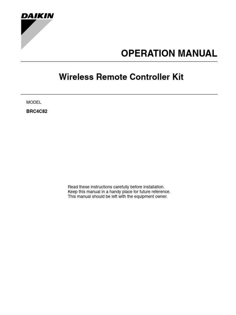 BRC4C82 Remote Controller Manual | PDF | Air Conditioning | Switch
