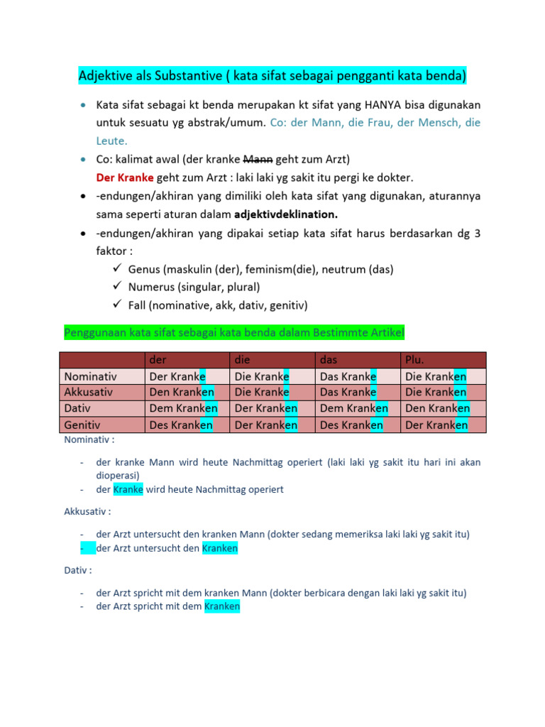 Adjektive Als Substantive | PDF