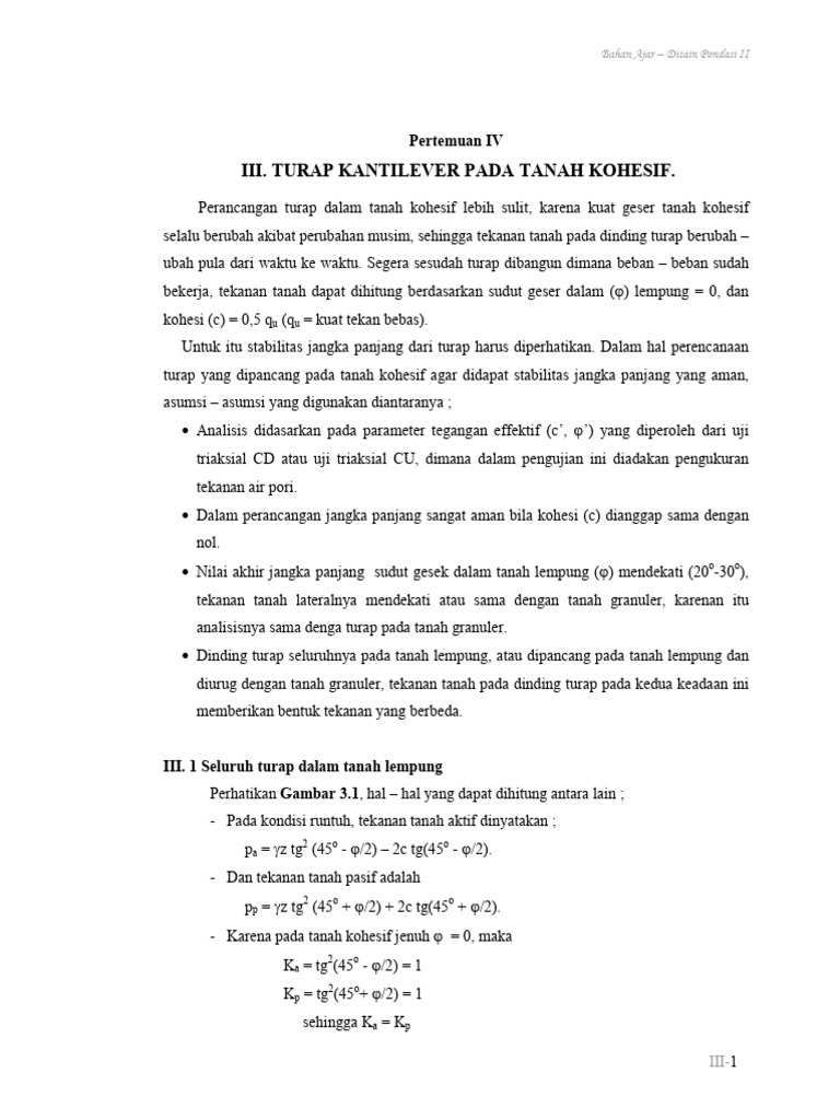 Perancangan Turap pada Tanah Kohesif | PDF