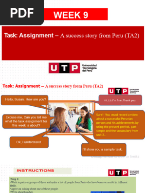 Pre grado Week 9  - Task Assignment - A success story from peru (TA2) (1) (1) (2)
